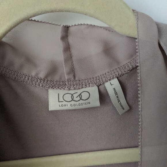 LOGO by Lori Goldstein Taupe Asymmetrical Vest - Picture 5 of 5